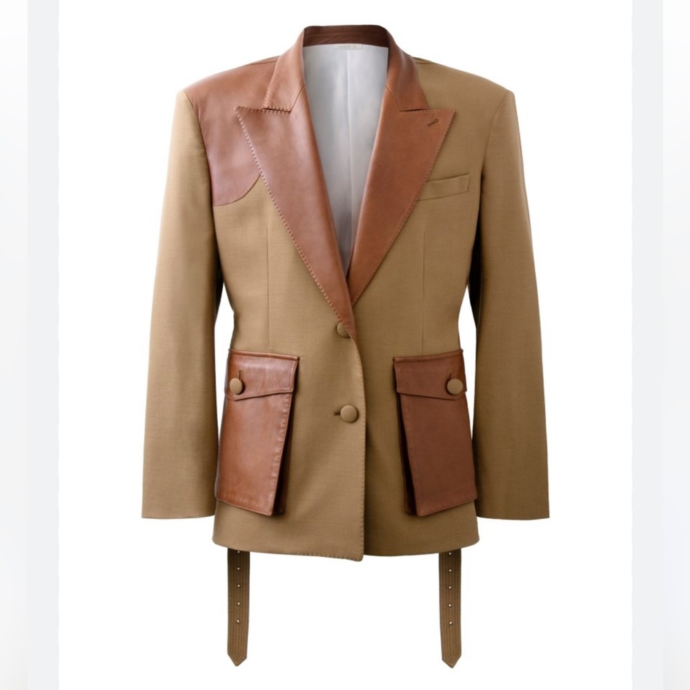 Peter Do X Banana Republic Tan and Brown leather mix Blazer jacket
